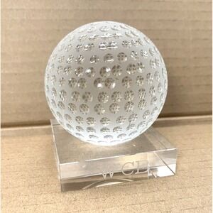 Reflections by Paragon WCB Crystal Golf‎ Ball Paperweight 3" Dimpled Display